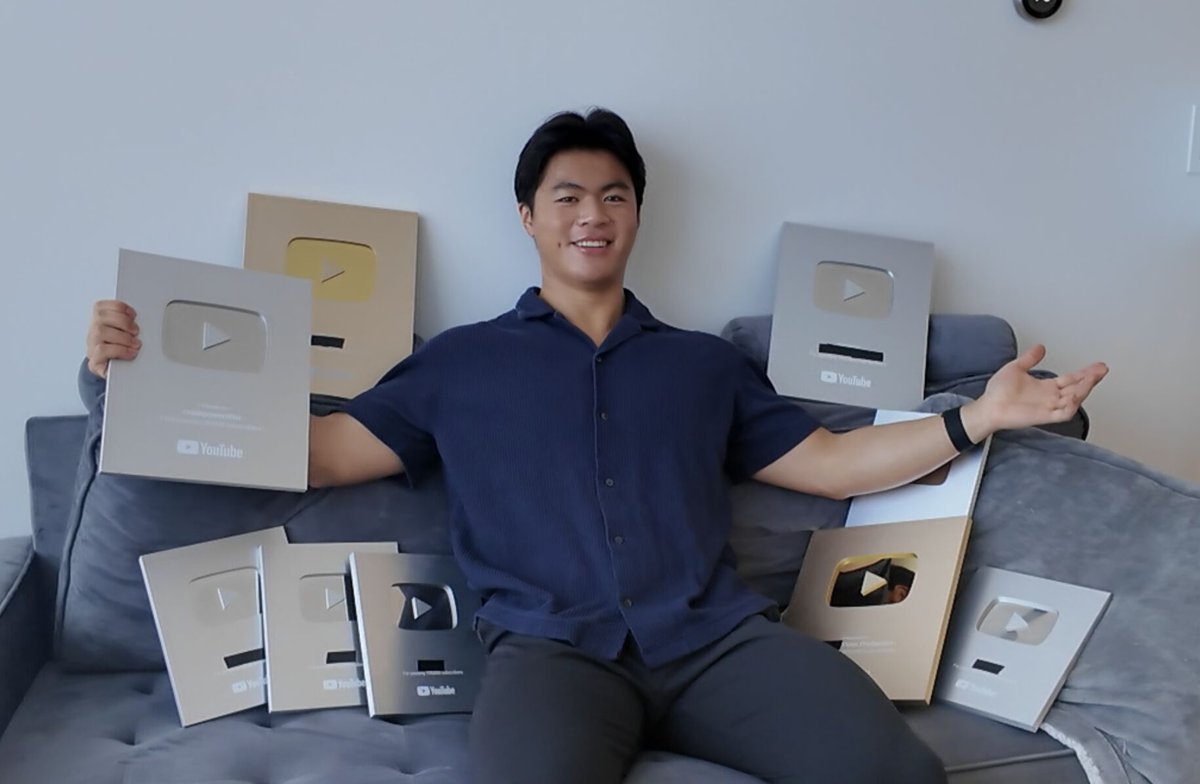 Caleb Chan with his YouTube Creator Awards